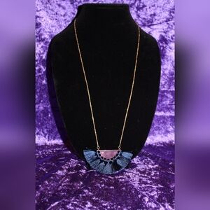 26"-28" Blue Fan on Gold Chain